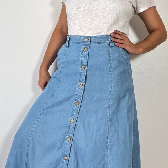 Pre-Loved GARDEUR Button Down Denim Maxi Skirt - Size 6 US - Picture 5 of 10
